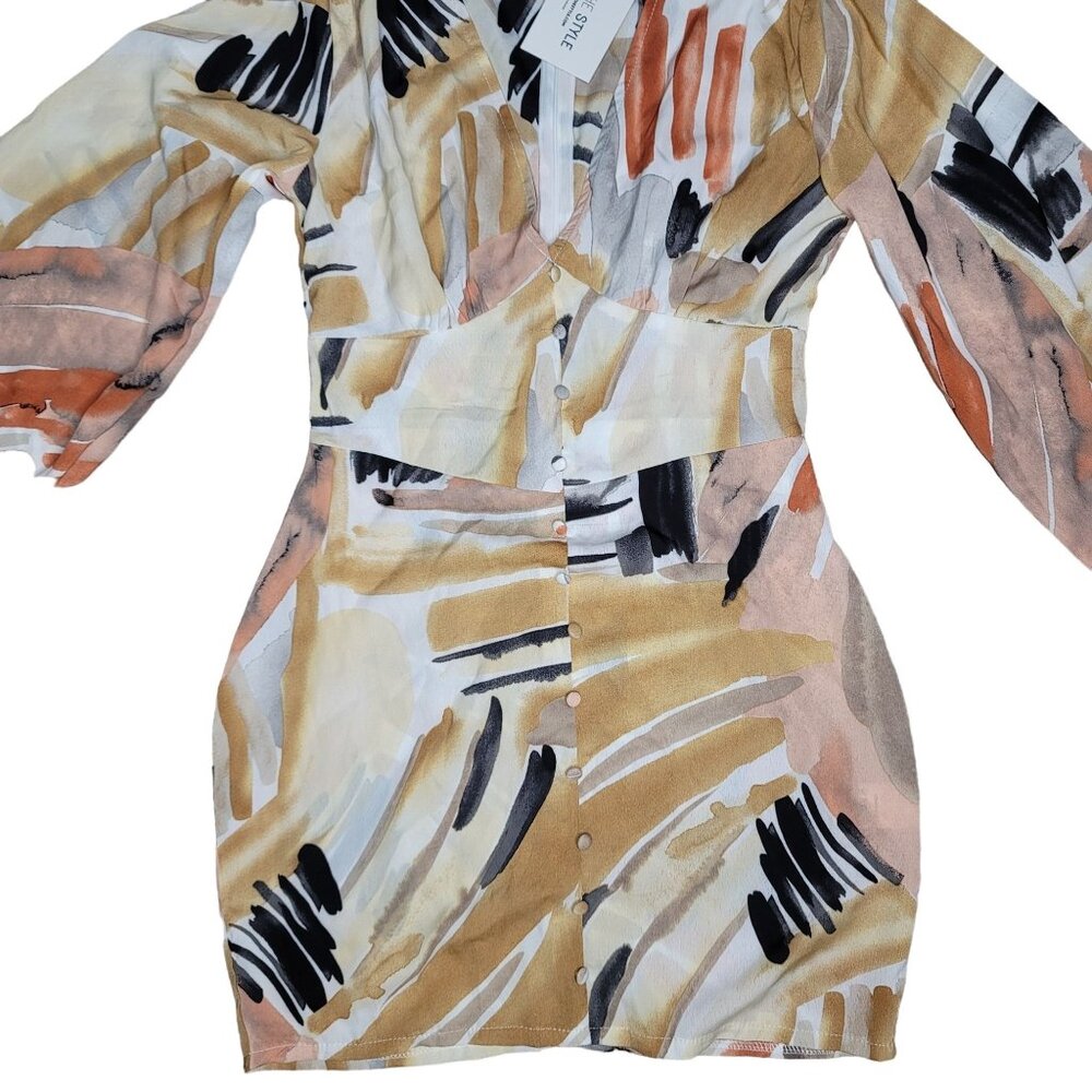 In The Style Nwt Abstract Print Button-Down Dress… - image 8